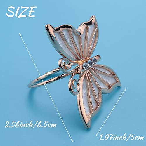 Micvtve Butterfly Napkin Rings Set Of 4 For Family Gathering, Dinner, Wedding Decoration, Christmas, Table Decoration (Golden) #TOP6