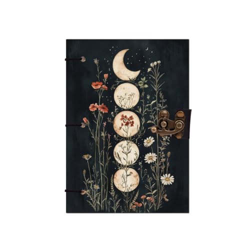 Image of Flower Moon Face Diary Notebook 7x5 Inch 160 Pages Unruled Journal for Writing