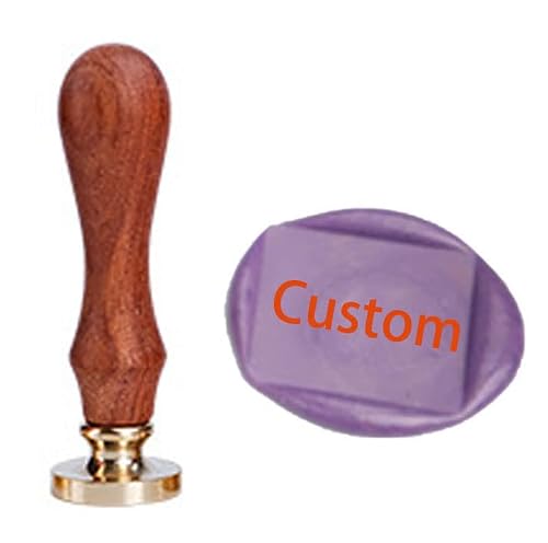 Iteal 30mm Square Custom Wax Seal Stamp Rosewood Handle Set Customized Personalized Logo Design Picture Wax Seal Stamp Wedding Invitation Envelope Parcel Christmas Card Gift Embellishment Seal Stamp
