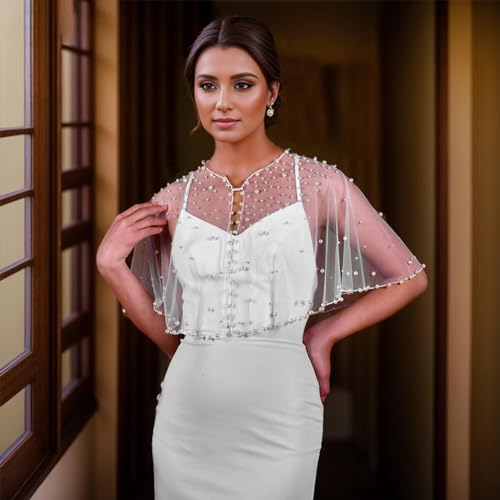 Beadwork Wedding Shawl Bridal Mesh Veil Shawl Shoulder Wrap Wedding Gown Accessories Shawl Bride Shawl for Engagement4