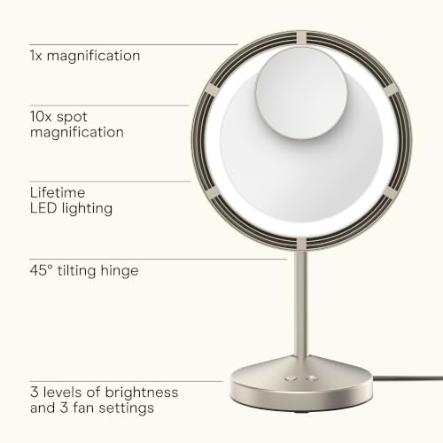 Conair Vanity Mirror with Lights, Adjustable Fan & Brightness, Round - image 2