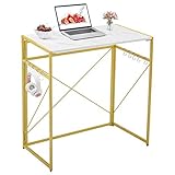 Mr IRONSTONE 31.5” Folding Computer Desk, High Table Standing Desk Workstation Easy Assembly Small Bar Table for Pub Dining Coffee Kitchen Narrow Space (Laminate Marble)