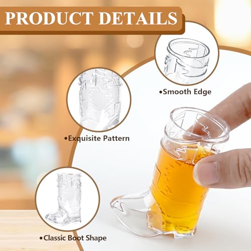 SAIAOKJ Cowboy Boot Shot Glasses, 72 Pcs 1 Oz Mini Plastic Cups for Western Theme Party Supplies, Bachelorette Birthday Favors (Clear)