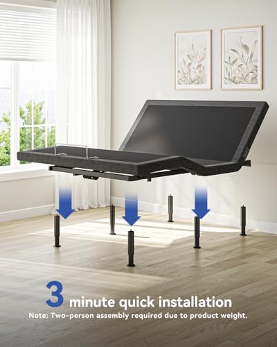 Image of Queen Size Adjustable Bed Frame with Massage & Zero Gravity - Electric Bed Frame with Remote, USB Charging, LED Night Light, 7.5-12.5 inch Adjustable Height, 900LBS Capacity, Quiet Motor