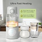 Portable Breast Milk Bottle Warmer,100W Fast Heat Precise Temp Control,13.5oz Large Capacity for Car Travel Outdoor Grey | Nutritional Protection for Breast Milk,Lightweight Diaper Bag Friendly,Safe Constant Temperature Heating