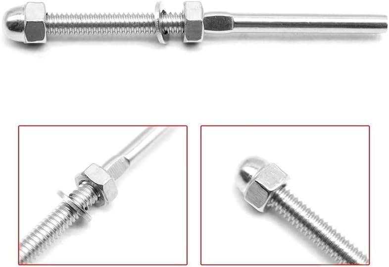 50 Pcs Stainless Steel Handrail Railing Cable Tensioner Threaded Stud End Fitting For 1/8 Inch Cable Wire (50 Pack) - (Color: Silver)