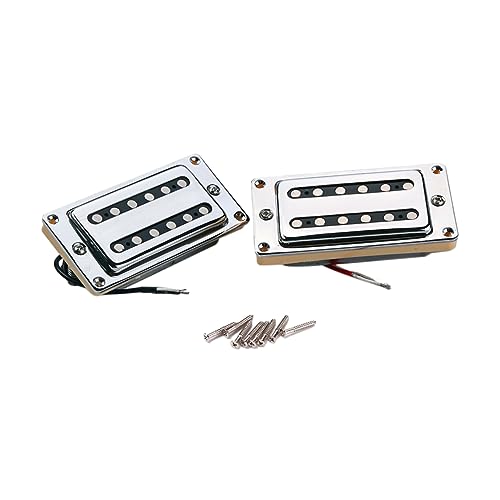 NOLITOY 2個ダブルコイル ハムバッカー ピックアップ ブリッジ ネック用 メッキ鋳鉄ベース クロームカバー付き エレキギター用 簡単取付 可能