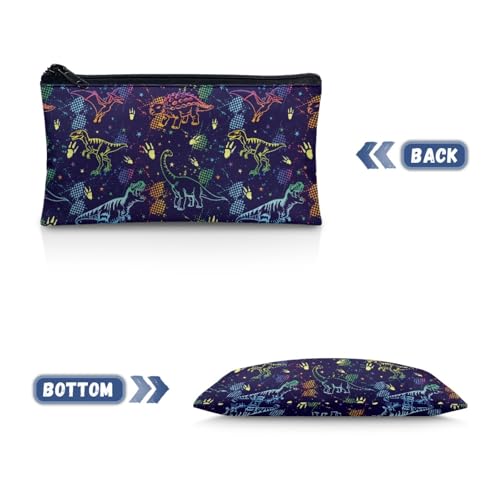 Image of Dinosaur Print Pencil Case Toddler Boys School Pencil Box Storage Pouch with Zipper Lightweight Pen Holder for Boys Soft Stationery Storage Bag