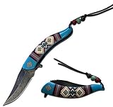 Native American Indian Collection Assisted Knife Blue