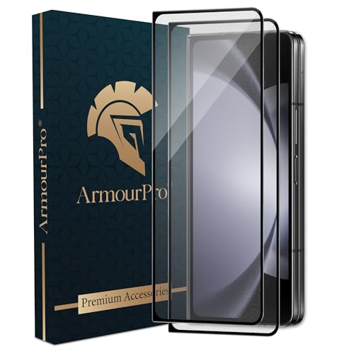 Image of ArmourPro Tempered Glass for Samsung Galaxy Z Fold 5-9H Anti Scratch Screen Protector, Edge to Edge Coverage, HD Clarity, Smooth Touch, Case Friendly | Black, Pack of 2