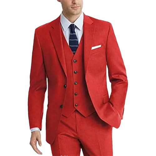 Smoking homme slim rouge chic à revers cranté costume de cérémonie premium gilet L
