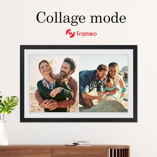 Image of 21.5inch FRAMEO Digital Photo Frame with 1920x1080 FHD IPS LCD Touch Screen, Dual-WiFi Share Moments via Frameo, 32GB Storage, USB Drive /SD Card Extend Storage, Auto-Rotate, Wall Mountable with VESA