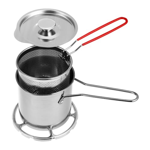 FUNOMOCYA Stainless Steel Fryer Kit Frying Basket Frying Pot Mini Fryer Kit Nonslip Handle