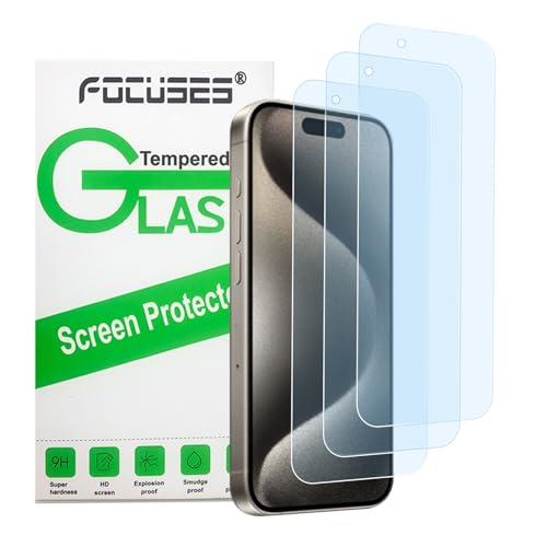 Focuses 3Pack Screen Protector for iPhone 15Pro Max/iPhone 15Plus 6.7inch 9H+ Anti Blue Light Tempered Glass Anti-Scratch Case Friendly