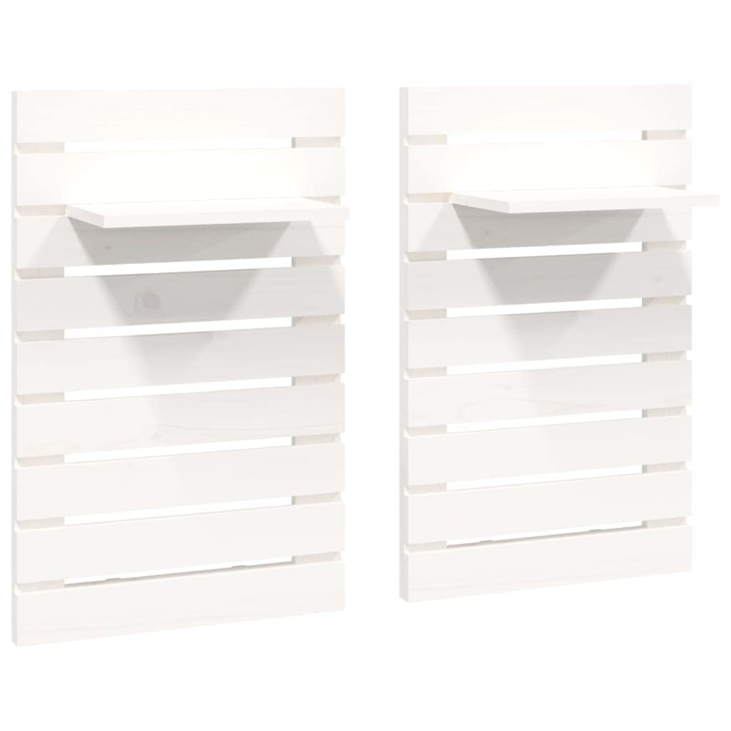 Juego de 2 mesitas de noche de pared blancas, consolas colgantes de madera de pino maciza, estantes de pared para dormitorio, estantes flotantes que ahorran espacio, 40 x 17,5 x 63 cm
