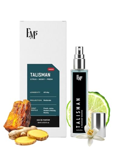 Image of EM5 Talisman EDP Perfume for Men & Women | Citrus Musky Fresh Fragrance | Strong and Long-Lasting Unisex Eau De Parfum Spray | Luxury Gift for Him & Her | 15ml
