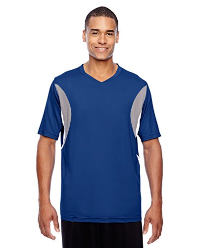 TEAM 365 Men's Short-Sleeve Athletic V-Neck All Sport Tournament Jersey (SP Royal/SP SIL, 2XL)