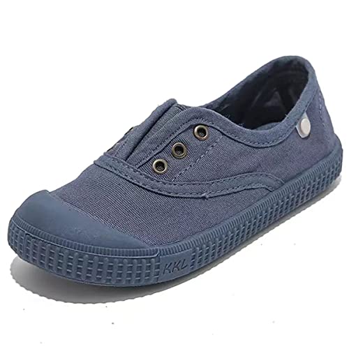 Kids Canvas Shoes Girls Boys Elastic Sneakers Slip on Tennis Shoes Soft Lightweight Footwear for Walking Running