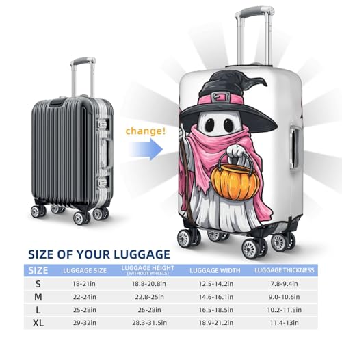 Cute Ghost Witch Holding A Stick Elastic Travel Luggage Covers Dustproof Scratch-Resistant Suitcase Protector Fit 22-24 Inch4