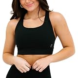 Coral Reef Swim High Support Sports Bra – Adjustable Band and Stylish Cut-Out Back - Black XS