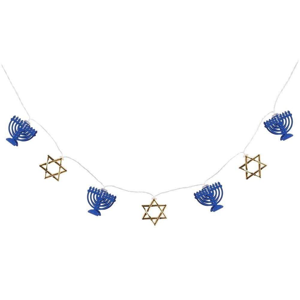 Ppmter Blue Hanukkah Decorations Menorah Star Of David String Lights, Menorah Star Of David Hanukkah Fairy Lights, Hanukkah Gifts, Chanukah Decor