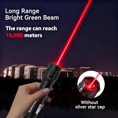 Image of Climberty Powerful Red Laser Pointer, Long Range 10000m Beam Laser Light, USB Rechargeable with 8 Star Patterns, Waterproof Aluminum Alloy for Stargazing, Hiking, Teaching, Construction (Red)