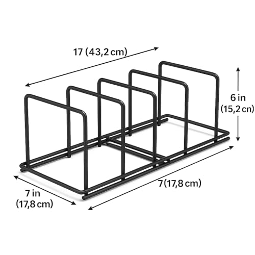 Image of Craft Expertise Pan Pot Rack Organizer with Lid Holder - 6 Slot Adjustable Countertop Cookware Rack, Space Saving Iron Pan Organizer for Kitchen Cabinet Black, Length 17 inch x Width 7 inch x Height 6 inch