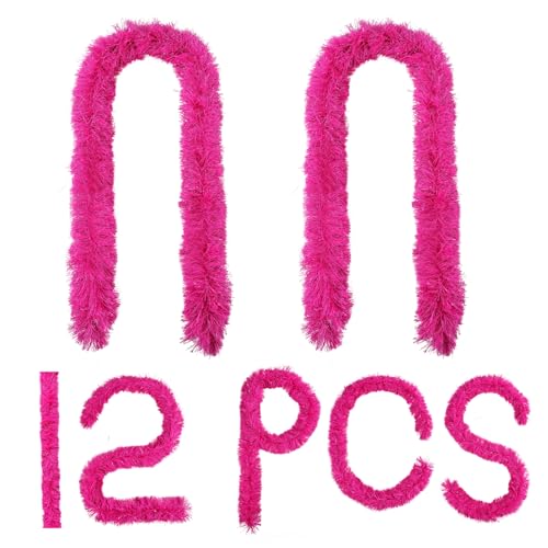 SendyFeather 12 Pcs Feather Boas 5FT Artificial Fluffy Maraboa Scarves for Costume Party Decorations for Birthday Bachelorette Wedding Photo Booth Props hot pink