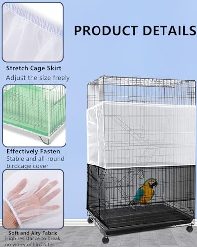 Image of Bird Cage Seed Catcher Bird Cage Seed Guard Bird Cage Skirt Seed Catcher Bird Cage Skirt for Parrot Parakeet Macaw African, Reusable (XL)