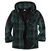 JACKETOWN Chaqueta Leñador Hombre Camisera Forrada para Hombre Capucha a Cuadros de Franela Cremallera Sherpa Trekking Invierno Camisa Franela Actividades al Aire Libre(Gris Verdoso XL)
