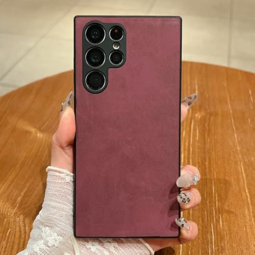 Étui cuir antichoc Samsung S25 Plus pour éviter la casse de la caméra couleur bordeaux