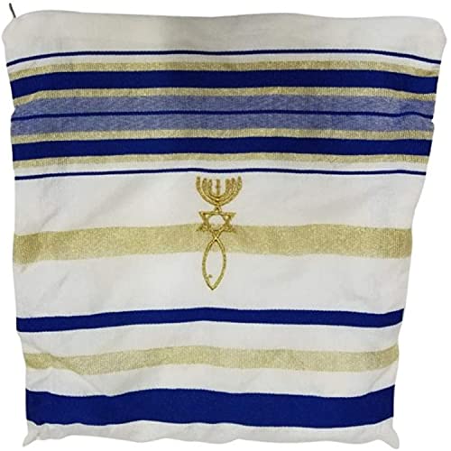 BRTAGG Lenços de oração Talit com bolsa combinando Tallit (182 x 52 cm, Azul)