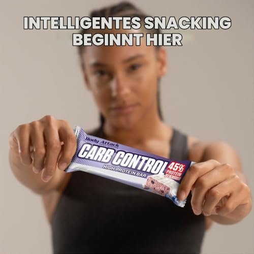 Body Attack Carb Control Crunchy Chocolate - 15 x 100 g Riegel - Fitness Protein Riegel mit mehr als 45% Eiweiß aus Milch- und Molkenisolat… – Ansicht 5