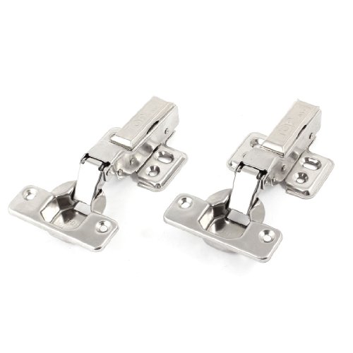 Aexit 2 Pcs Clothes Hangers Silver Tone Metallic Cabinet Door Concealed Children's Clothes Hangers Buffering Hinges