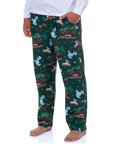 National Lampoons Christmas Vacation Pajamas Mens Fleece Lounge Bottoms PJ Pants (X-Large)