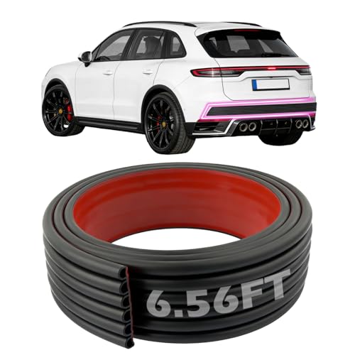 6.56Ft Car Rear Bumper Guard Rubber Car Rear Bumper Protector Guard with 6-Hole Hollow Design & Strong Adhesive Backing Anti-Collision Cars Bumpers Protector Cars Exterior Accessories