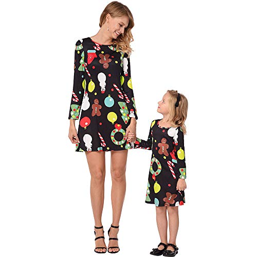 riou Navidad Ropa para Padres e Hijos Mini Vestido Conjunto de Mamá...