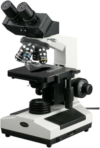 Image of AmScope B390C Compound Binocular Microscope, 40X-2500X Magnification, Brightfield, Halogen Illumination, Abbe Condenser, Double-Layer Mechanical Stage, Sliding Head