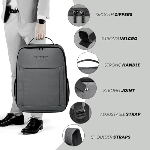 Image of Storite Premium Laptop Backpack for Men & Women | 15.6 inch Laptop Bag | Water Resistant Business Travel Backpack | Durable Smart Bag (Grey)