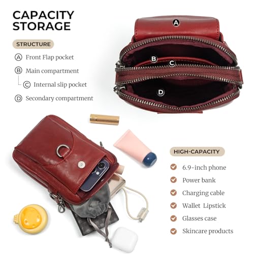 Image of Augus Genuine Leather Small Crossbody Messenger Phone Bag for men's