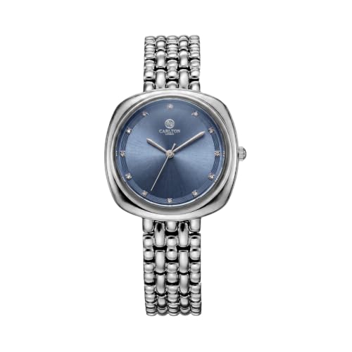 Image of Carlton London Women Celeste Analog Watch, Square Dial, Stainless Steel Strap, Quartz Movement, 30M Water Resistant, Casual Wear