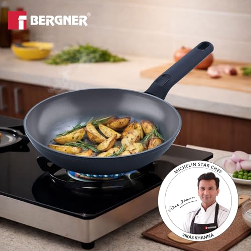 Image of BERGNER Jade 20cm Frypan, Ceramic Non-Stick Coating, Sturdy Soft Touch Handle, PFOA /PFAS /PTFE Free, Consumes Less Oil, Healthy Cooking, Forged Aluminium - Induction and Gas Stove Ready