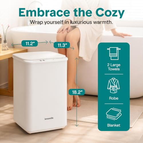 SereneLife Luxury Towel Warmer for Bathroom - Heated Towel Warmer Bucket, Auto Shut Off, Fits Up to Three 40"X70" Oversized Towels, Bathrobes, Blankets, Spa Gift, Scent Disc Included, White by SereneLife - Used condition - US$39.81