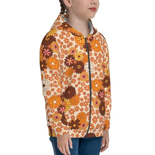 Hippie Ditsy Floral Kid Hoodies Boys Zip Up Sweatshirts Girls Pullover with Pocket4