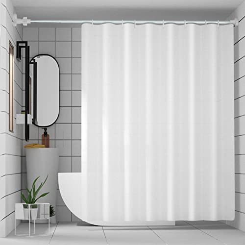 Shakeel White Shower Curtain Mould Proof Resistant, 180cm×200cm Long Waterproof Bathroom Curtains Shower