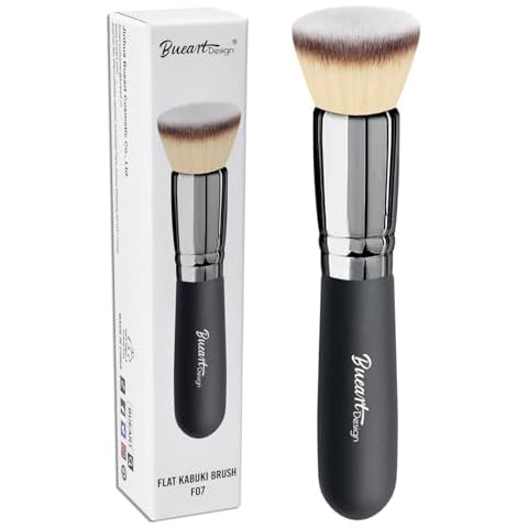 Bueart Design Flat Top Buffing Foundation makeup Brush ULTRA SOFT DENSE Kabuki Make up Brush for Liquid, Cream, Mineral Powder Blending, Flawless Face Brush makeup Brushes Cover