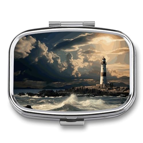 Old Lighthouse by The Sea Pill Box �X���[�����^���s���P�[�X ���z�܂��̓|�P�b�g�p 2�R���p�[�g�����g �s���I�[�K�i�C�U�[ ���킢���g���x���s���{�b�N�X �|�[�^�u���s���R���e�i�z���_�[ �r�^�~�� ����