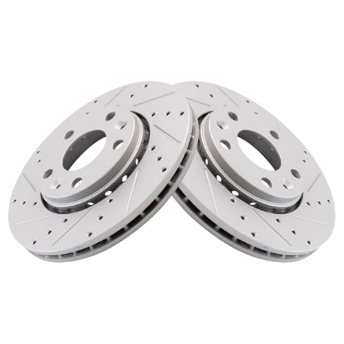 TRQ Front Brake Pad and Rotor Set Ceramic Coated Drilled Slotted Rotors Compatible with 2021 Nissan Kicks 2020-2022 Sentra by TRQ - Image 6