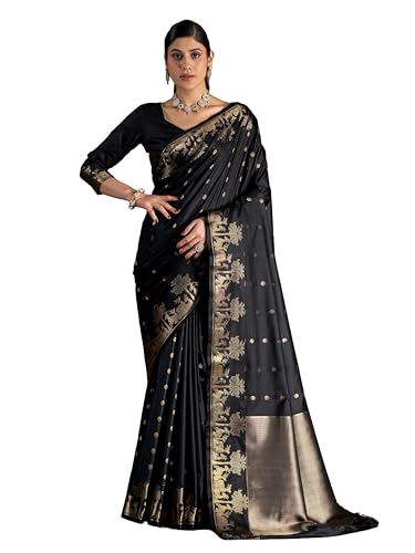 Image of MADHUHANSH Women's Cotton Silk Saree with Unstitched Blouse Piece Zari Weave and Floral Pattern | Heavy Embroidery Saree for Women | Interview Saree for Women | Readymade Blouse with Saree Set
