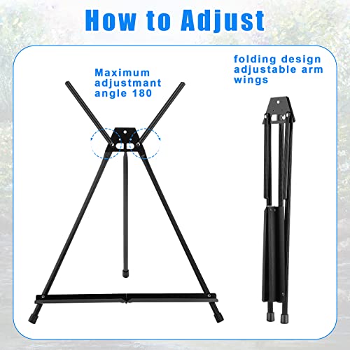 Xinnun 24 Pack Aluminum Tabletop Display Easels 15\" to 21\" Adjustable Portable Tripod Desktop with Extension Arm Wings and Rubber Feet Tripod Easels Stand for Canvas Pictures Paintings School (Black)